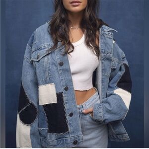 BDG Blue Patchwork Jean Jacket